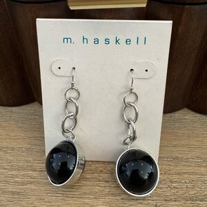Miriam Haskell Macys Y2K Silver and Black Drop Earrings